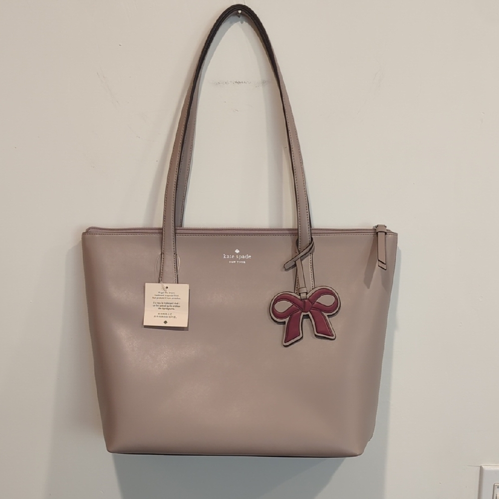 Kate Spade Pink Taupe Leather Cassy Tote